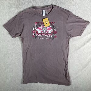Milwaukee Brewers Wives Shirt Womens Medium Faded Maroon Short Sleeve Graphic